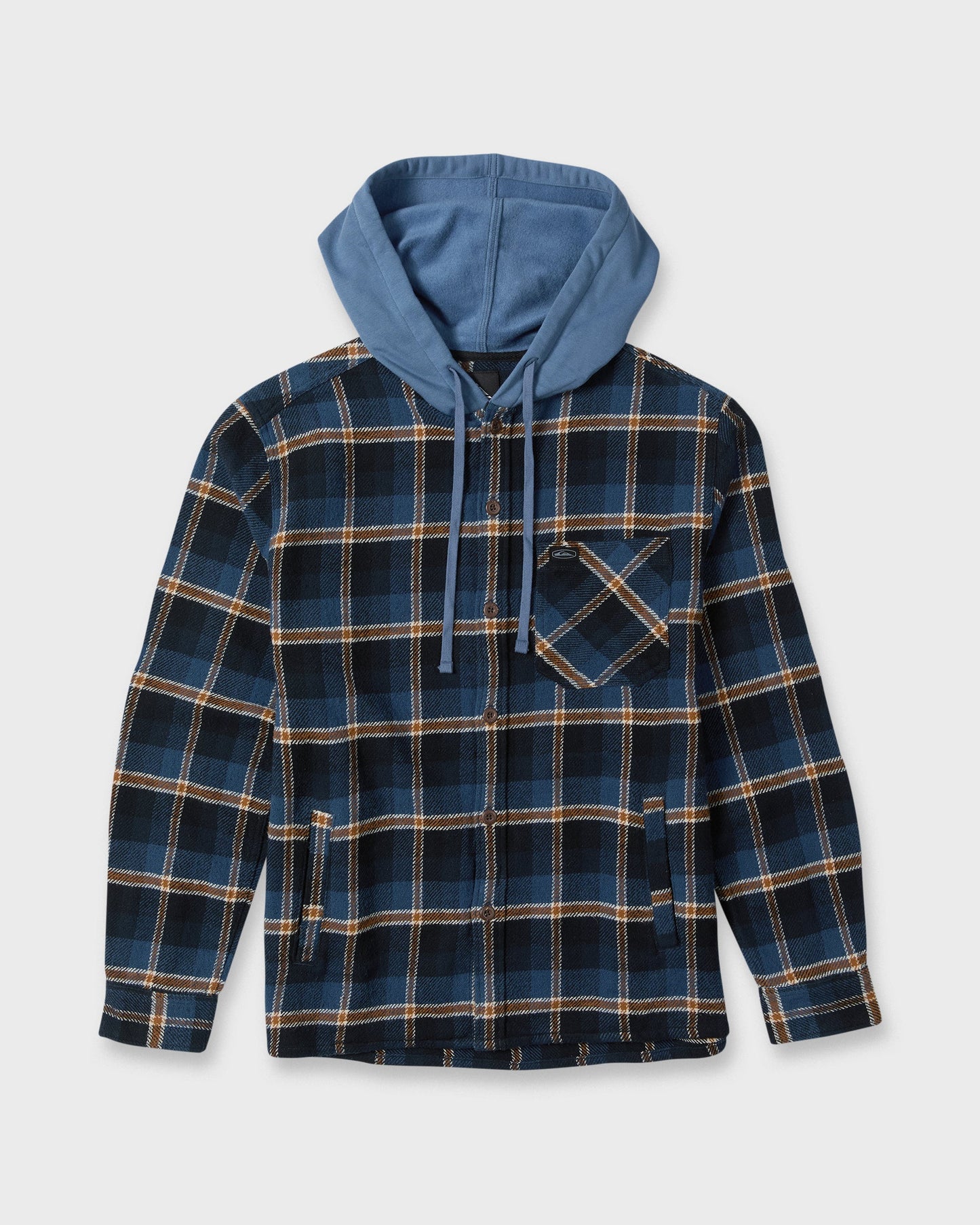 Saltwater Hooded Long Sleeve Flannel Shirt - Dark Denim