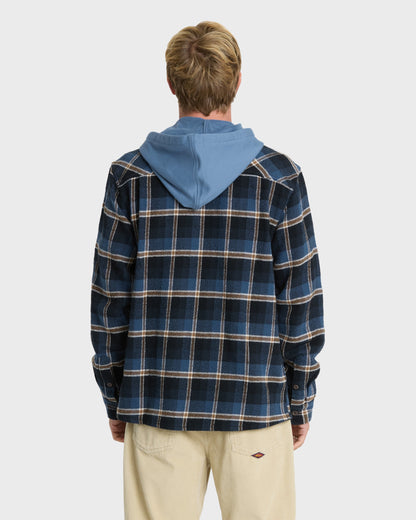 Saltwater Hooded Long Sleeve Flannel Shirt - Dark Denim