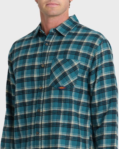 Saltwater Long Sleeve Flannel Shirt - Blue Coral