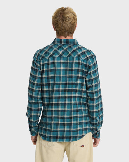Saltwater Long Sleeve Flannel Shirt - Blue Coral