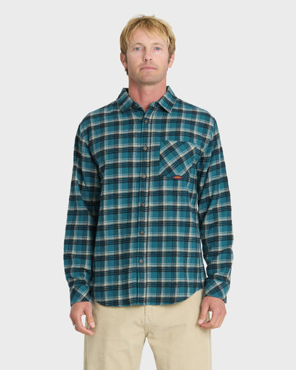Saltwater Long Sleeve Flannel Shirt - Blue Coral