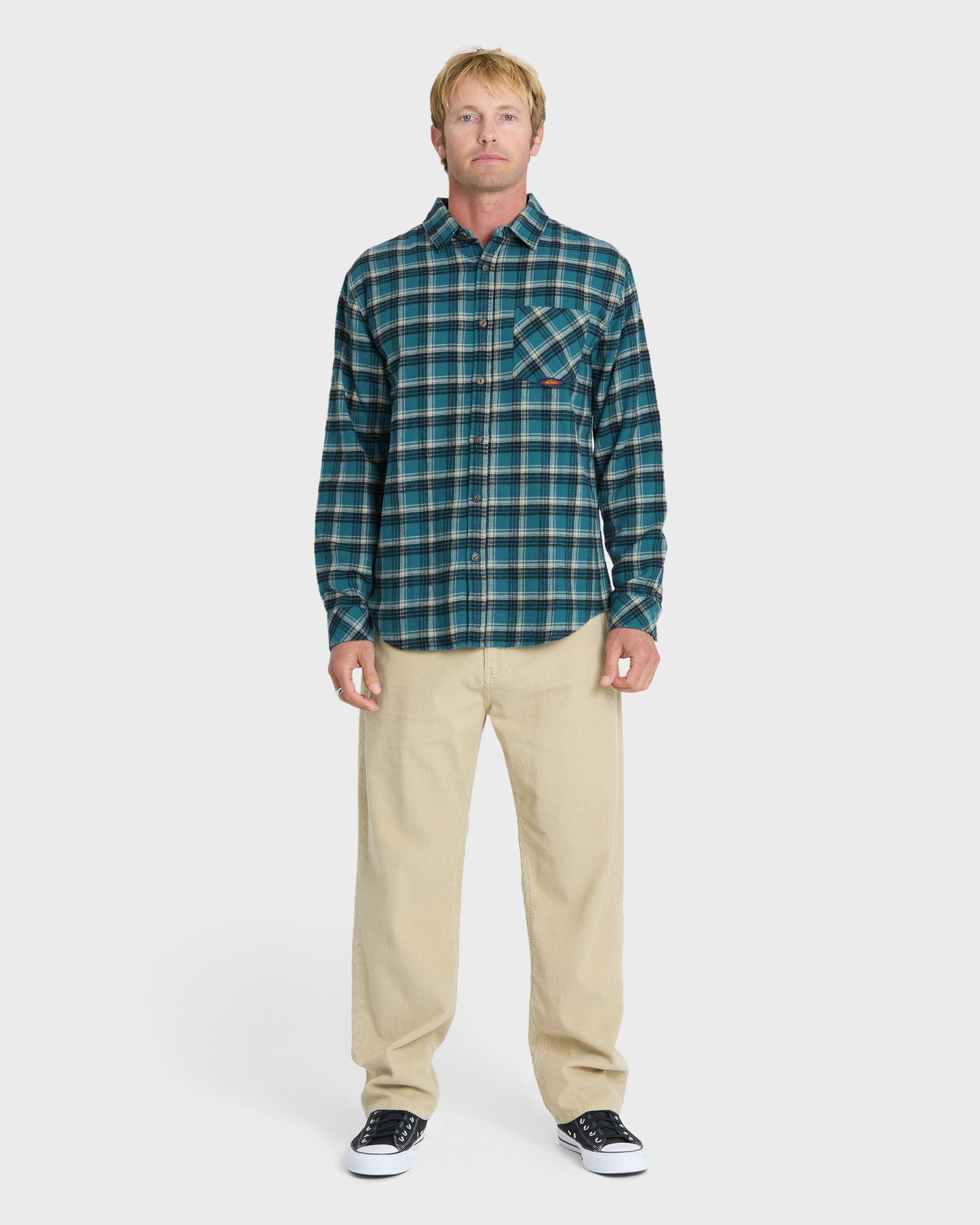 Saltwater Long Sleeve Flannel Shirt - Blue Coral