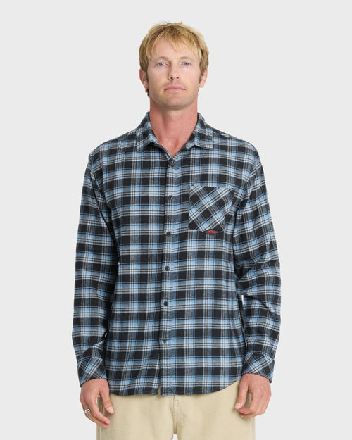 Saltwater Long Sleeve Flannel Shirt - Total Eclipse