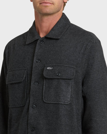 Flannel Long Sleeve Overshirt - Black Heather