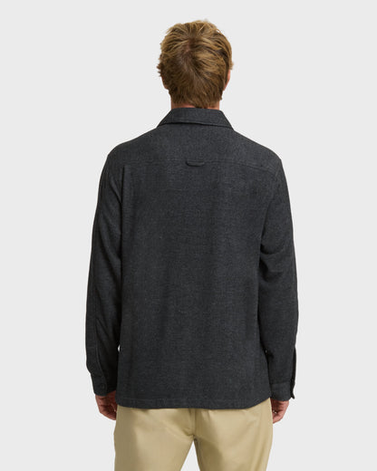 Flannel Long Sleeve Overshirt - Black Heather