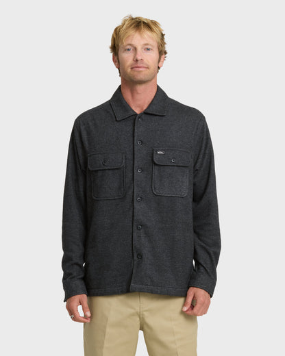 Flannel Long Sleeve Overshirt - Black Heather