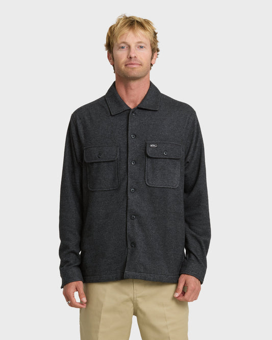 Flannel Long Sleeve Overshirt - Black Heather