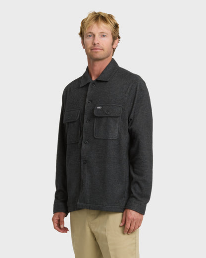 Flannel Long Sleeve Overshirt - Black Heather