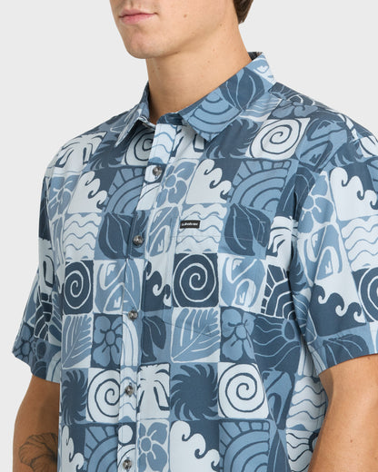 Earth Geo Classic Stretch Short Sleeve Woven Shirt - Quiet Harbor