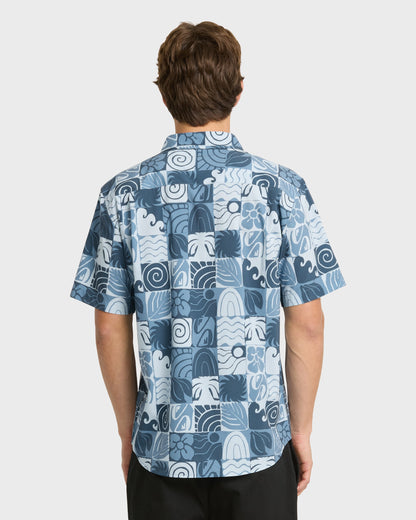 Earth Geo Classic Stretch Short Sleeve Woven Shirt - Quiet Harbor