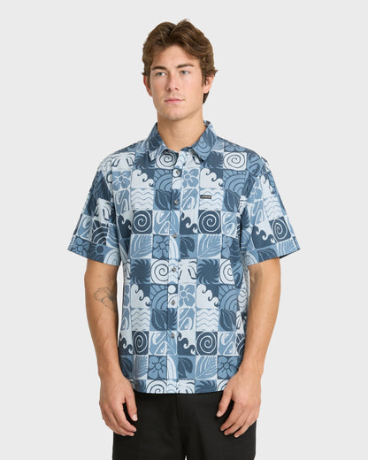 Earth Geo Classic Stretch Short Sleeve Woven Shirt - Quiet Harbor