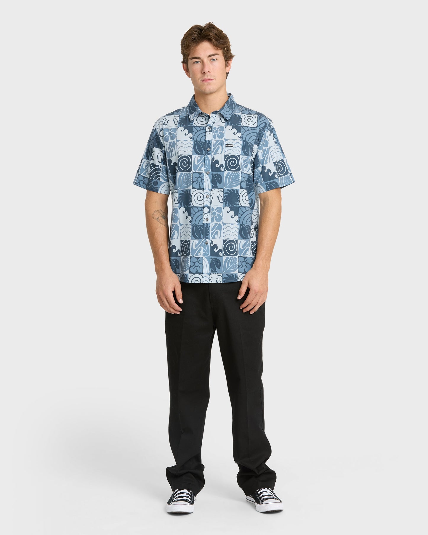 Earth Geo Classic Stretch Short Sleeve Woven Shirt - Quiet Harbor