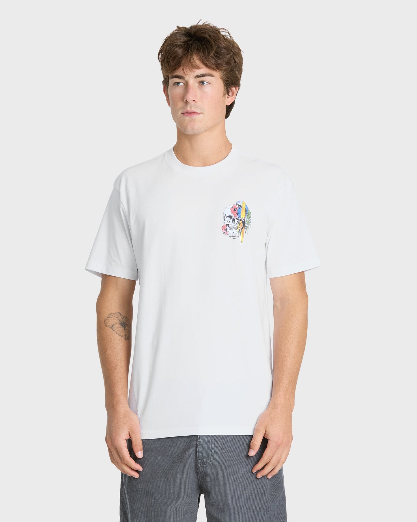 Bird Brain Classic Short Sleeve Knit T-Shirt - White