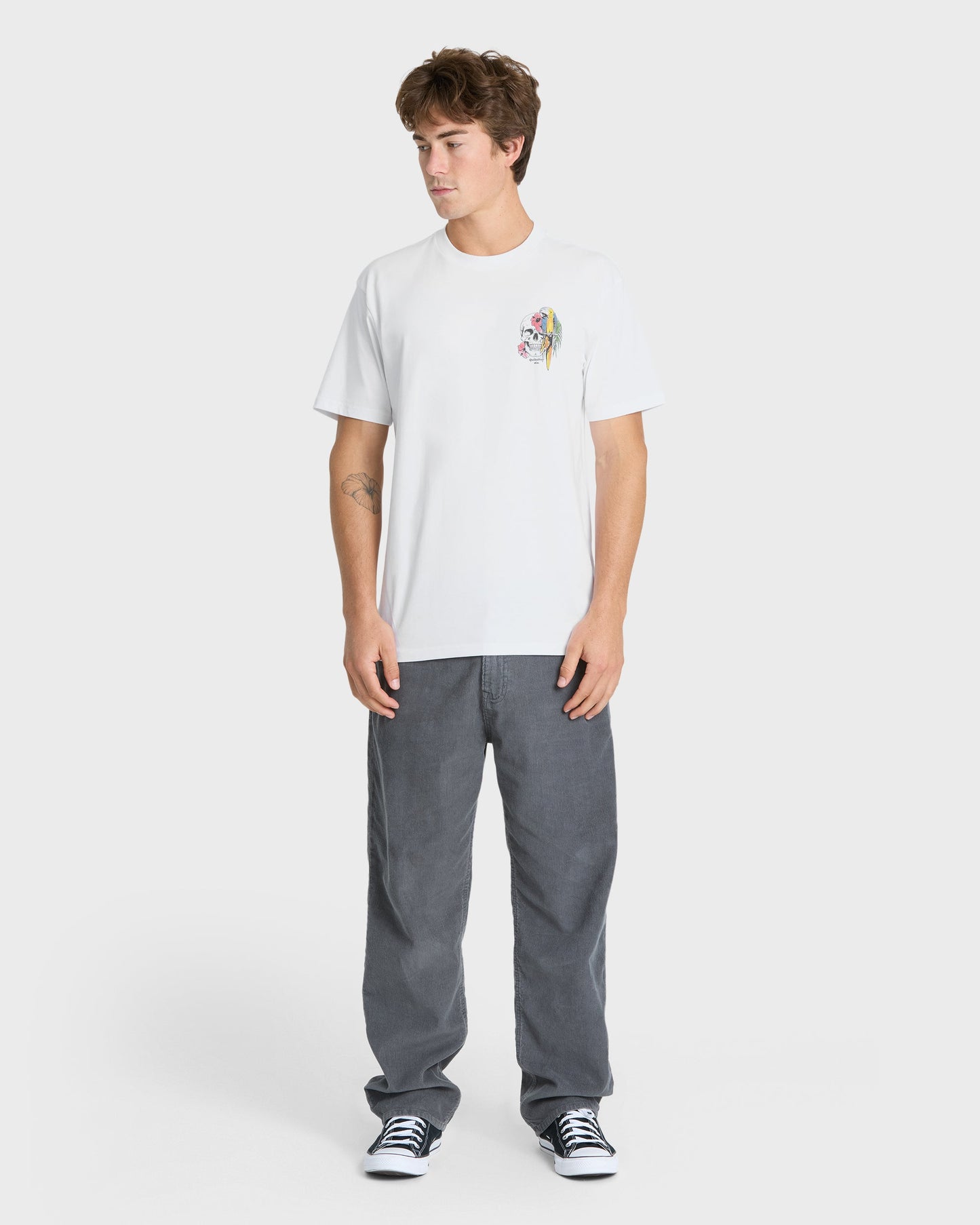 Bird Brain Classic Short Sleeve Knit T-Shirt - White