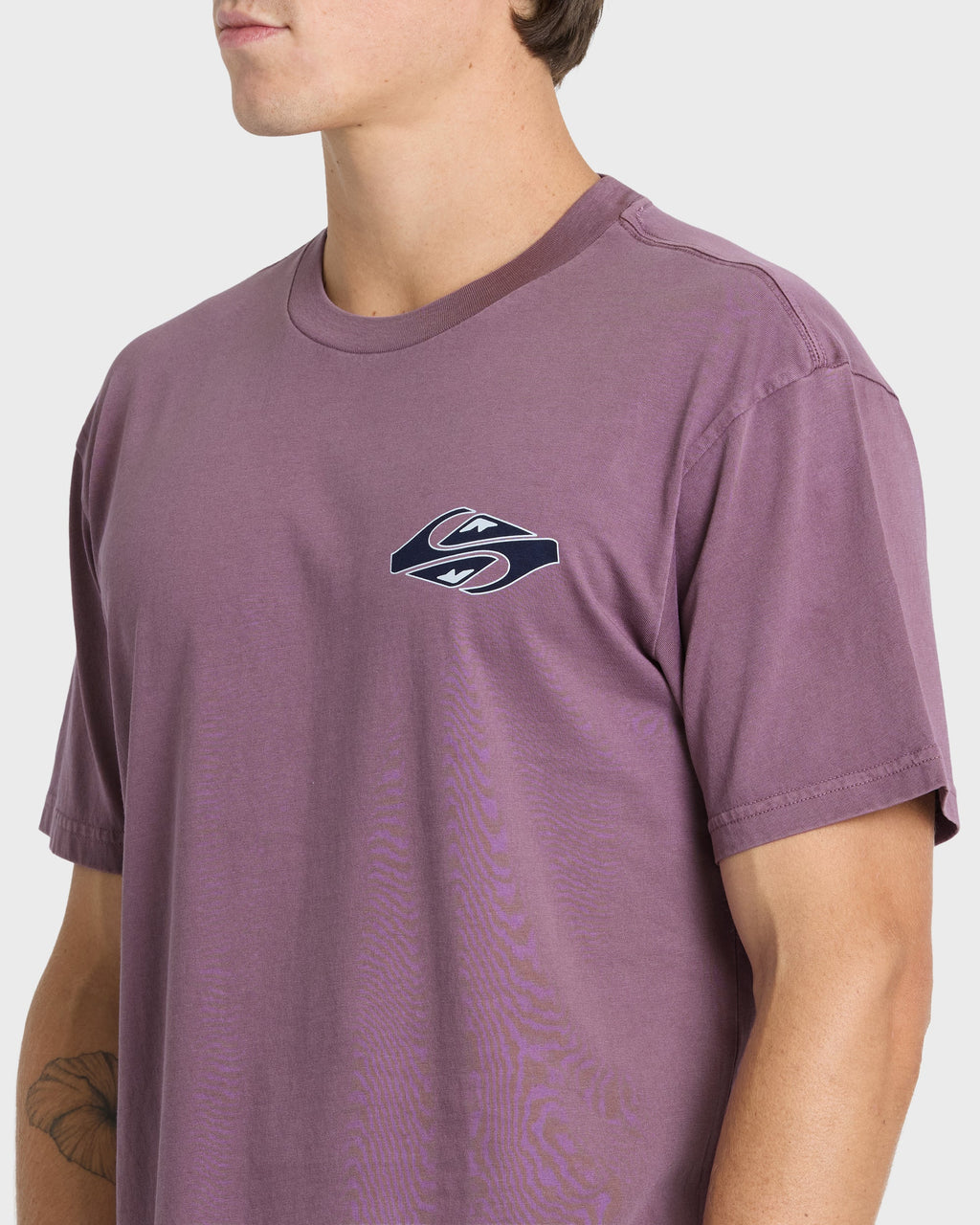 Dark Horse Pigment Dye Short Sleeve Cotton T-Shirt - Grape Jam