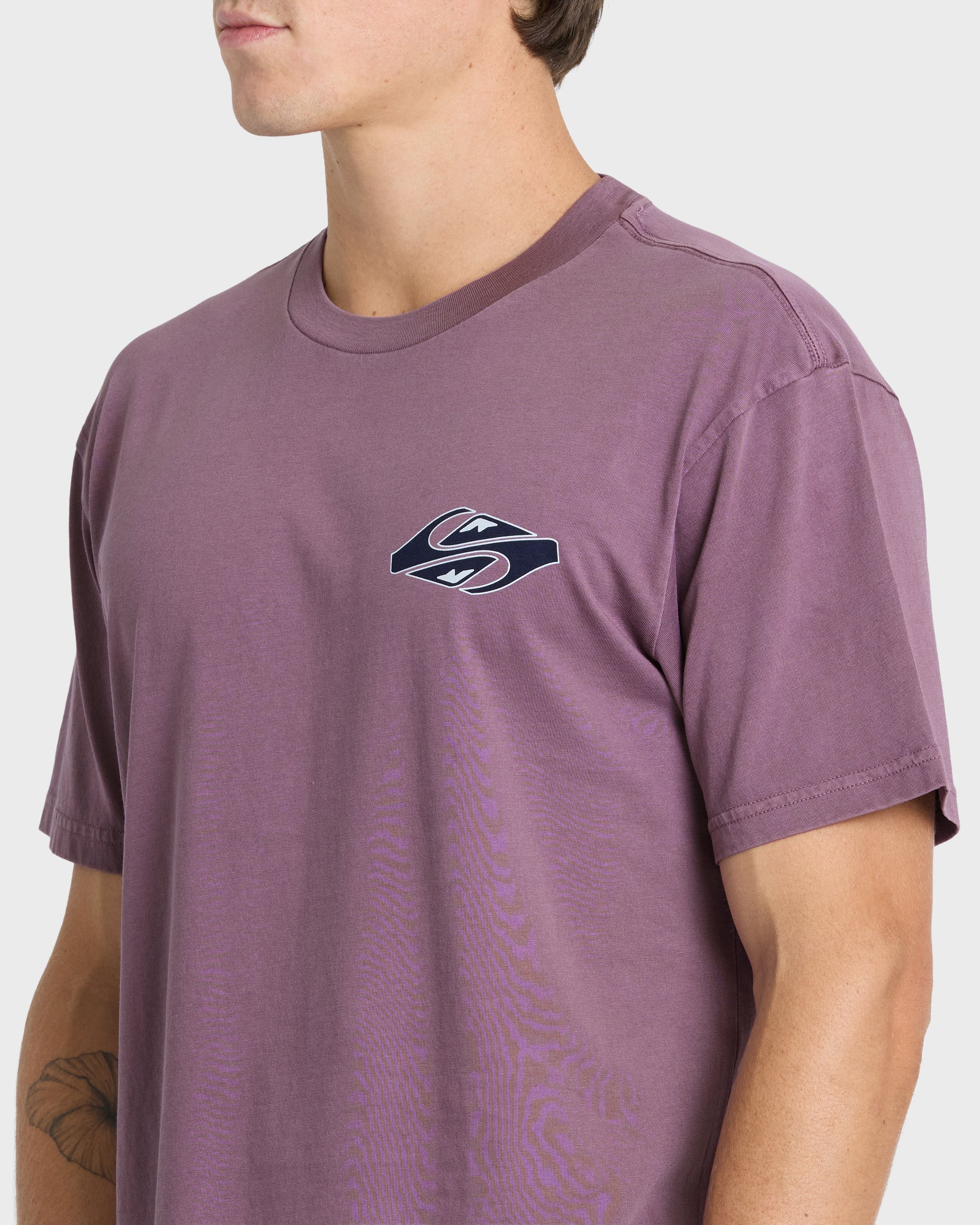 Dark Horse Pigment Dye Short Sleeve Cotton T-Shirt - Grape Jam