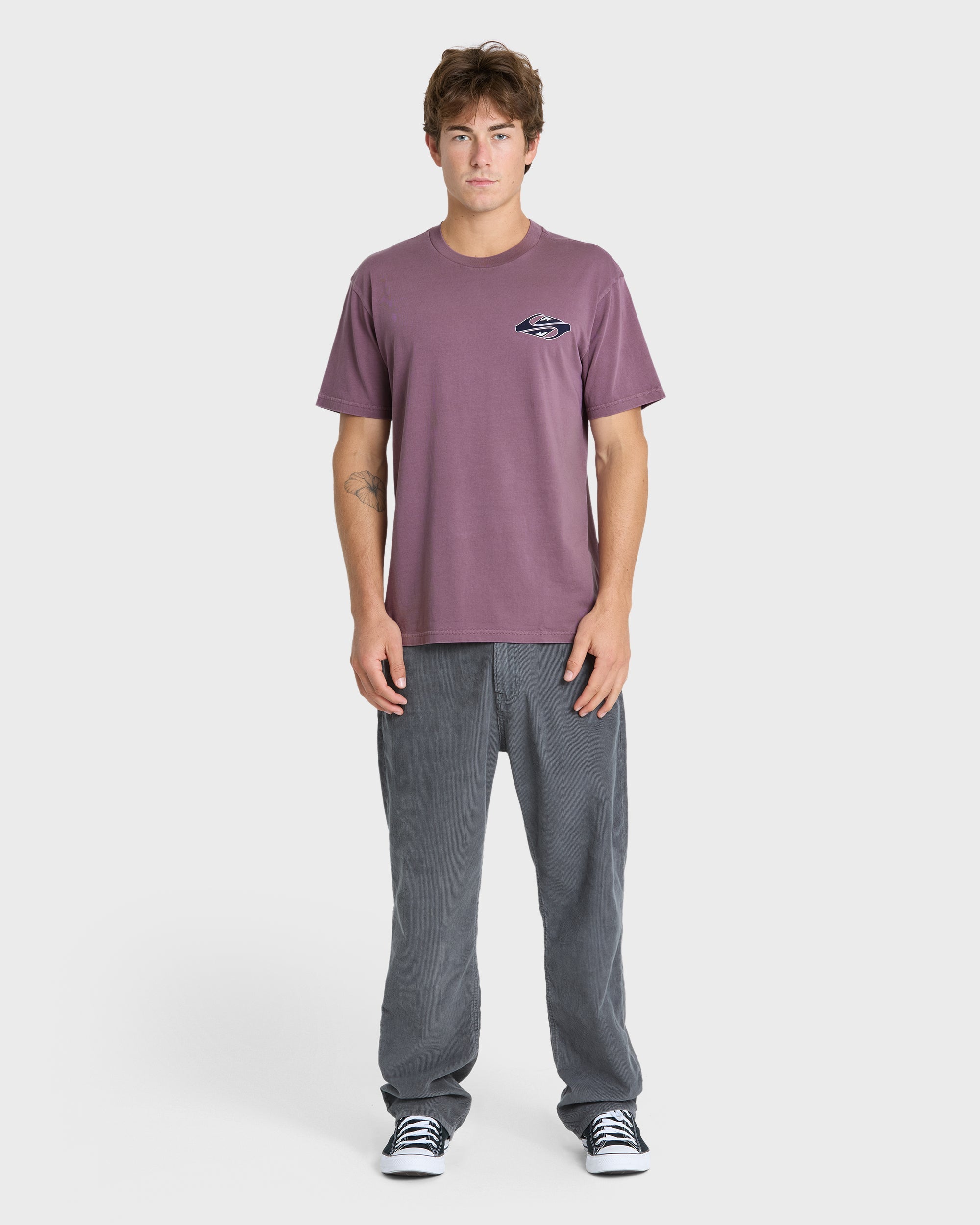 Dark Horse Pigment Dye Short Sleeve Cotton T-Shirt - Grape Jam