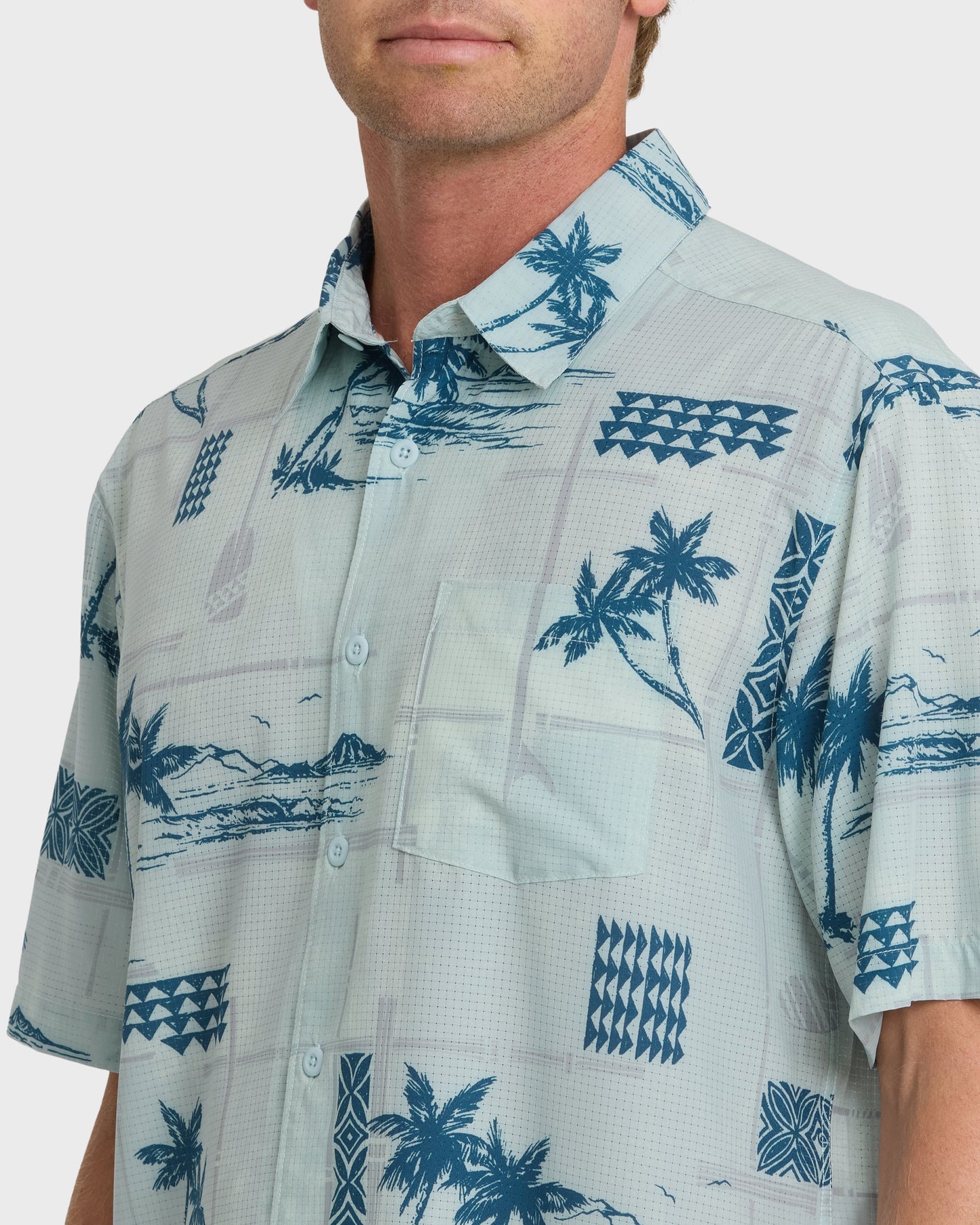 Waterman Island Time Short Sleeve Woven Shirt - Baby Blue