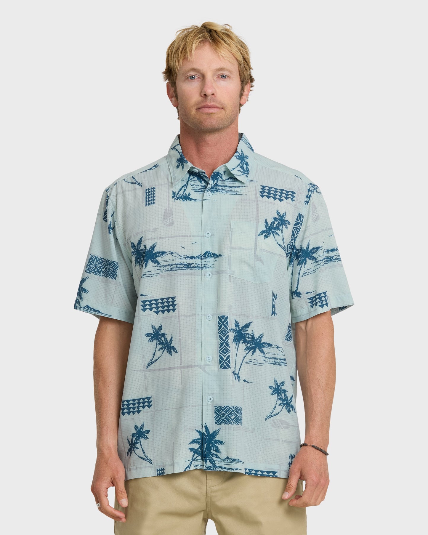 Waterman Island Time Short Sleeve Woven Shirt - Baby Blue