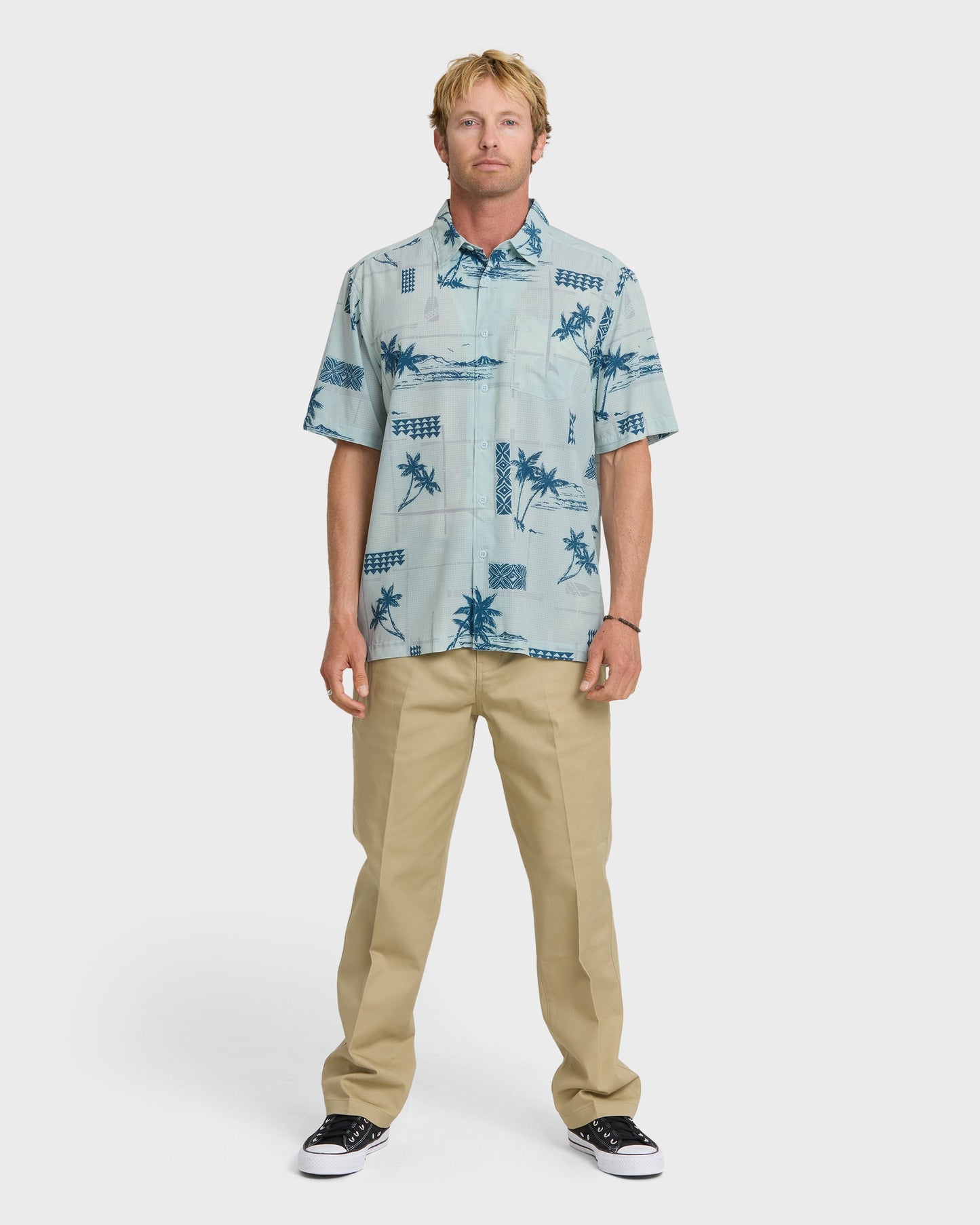 Waterman Island Time Short Sleeve Woven Shirt - Baby Blue