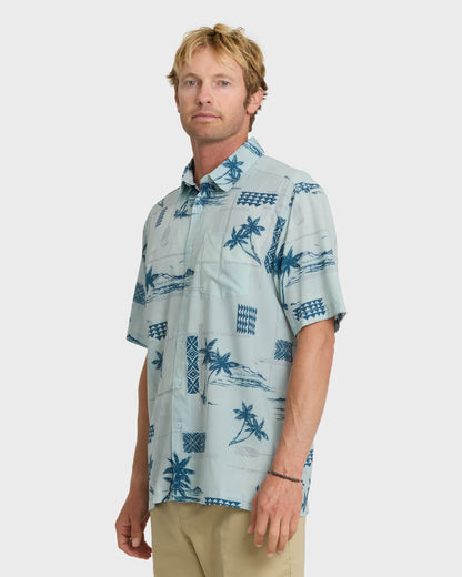 Waterman Island Time Short Sleeve Woven Shirt - Baby Blue