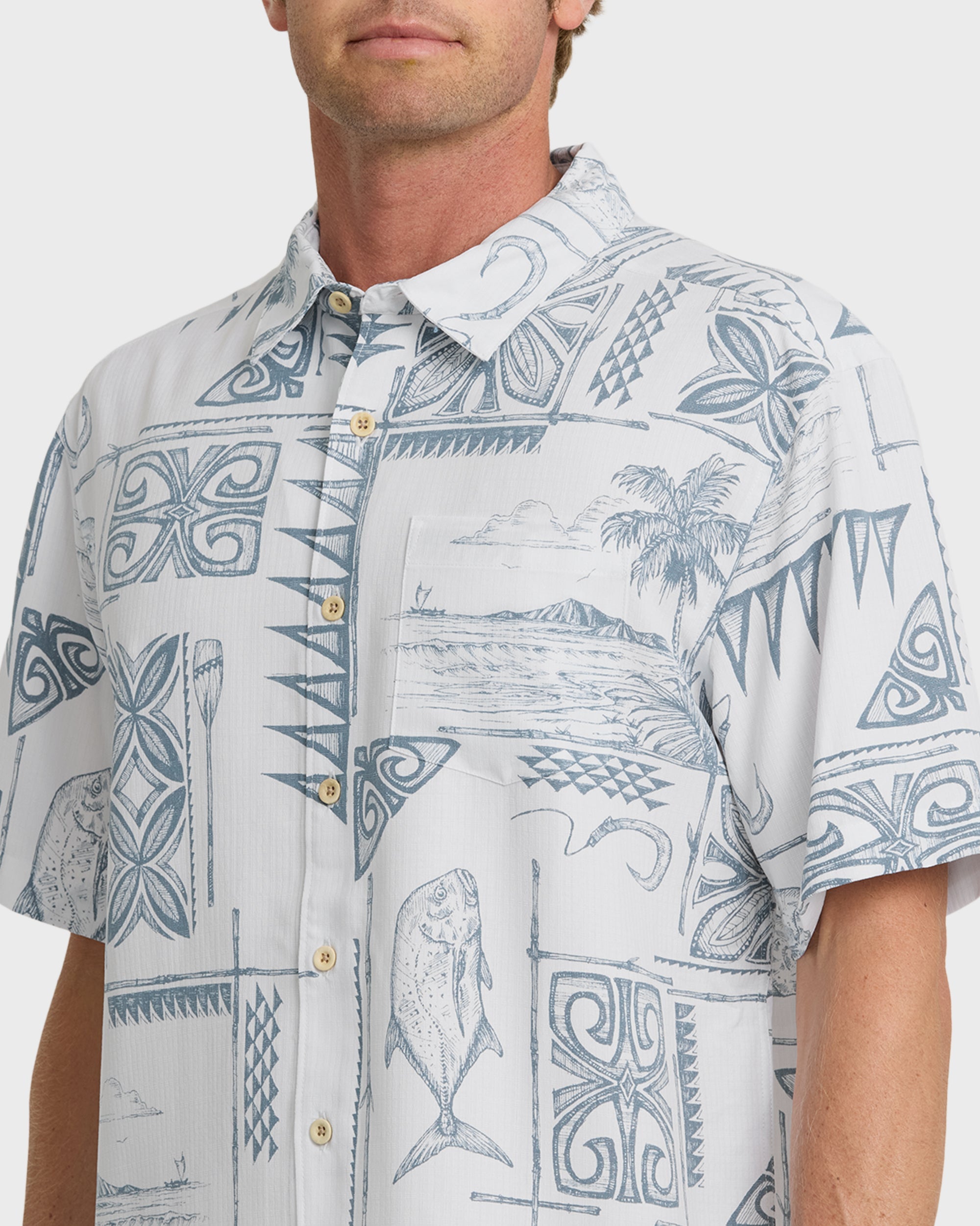 Waterman Ohana Bay Short Sleeve Woven Shirt - White