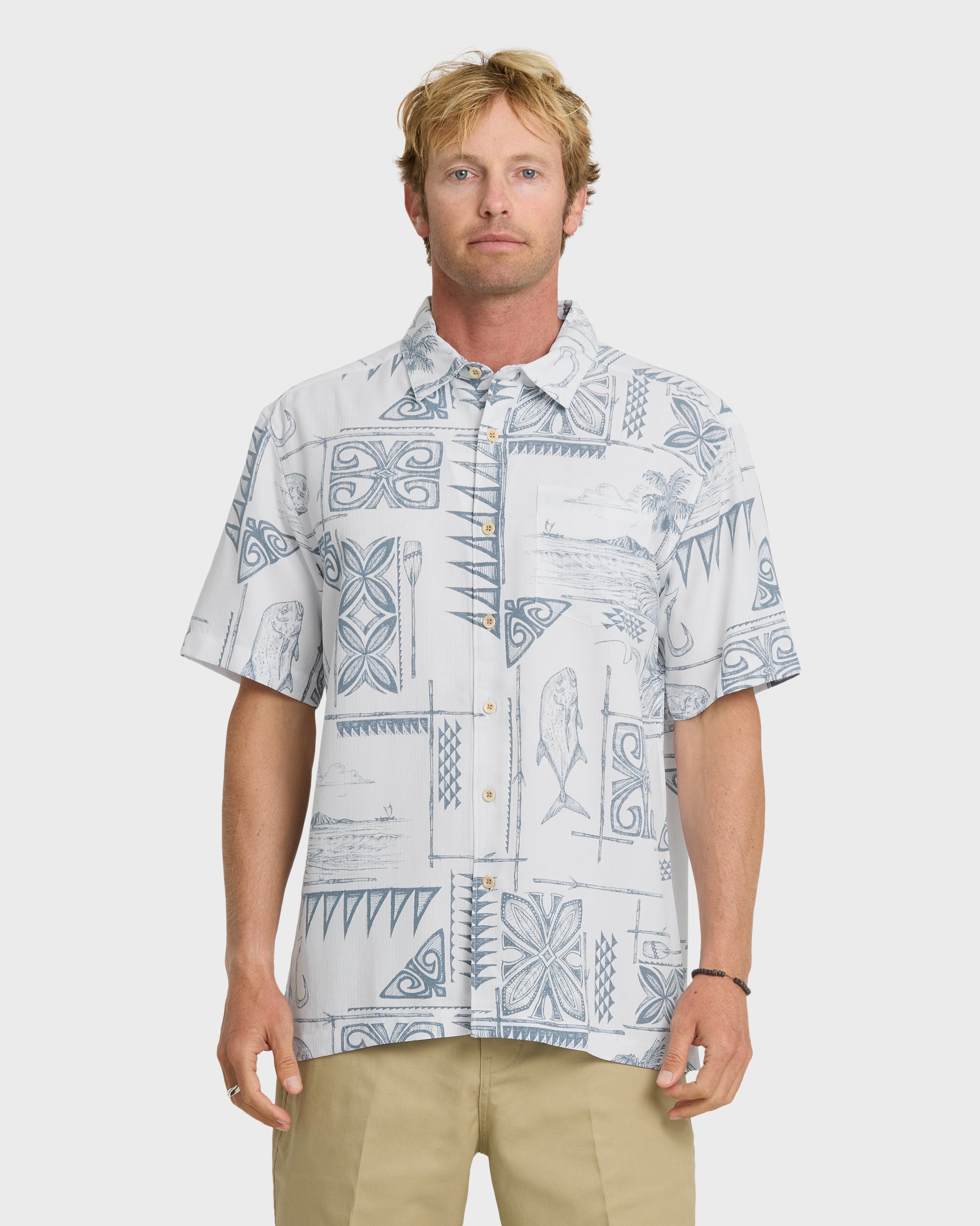 Waterman Ohana Bay Short Sleeve Woven Shirt - White