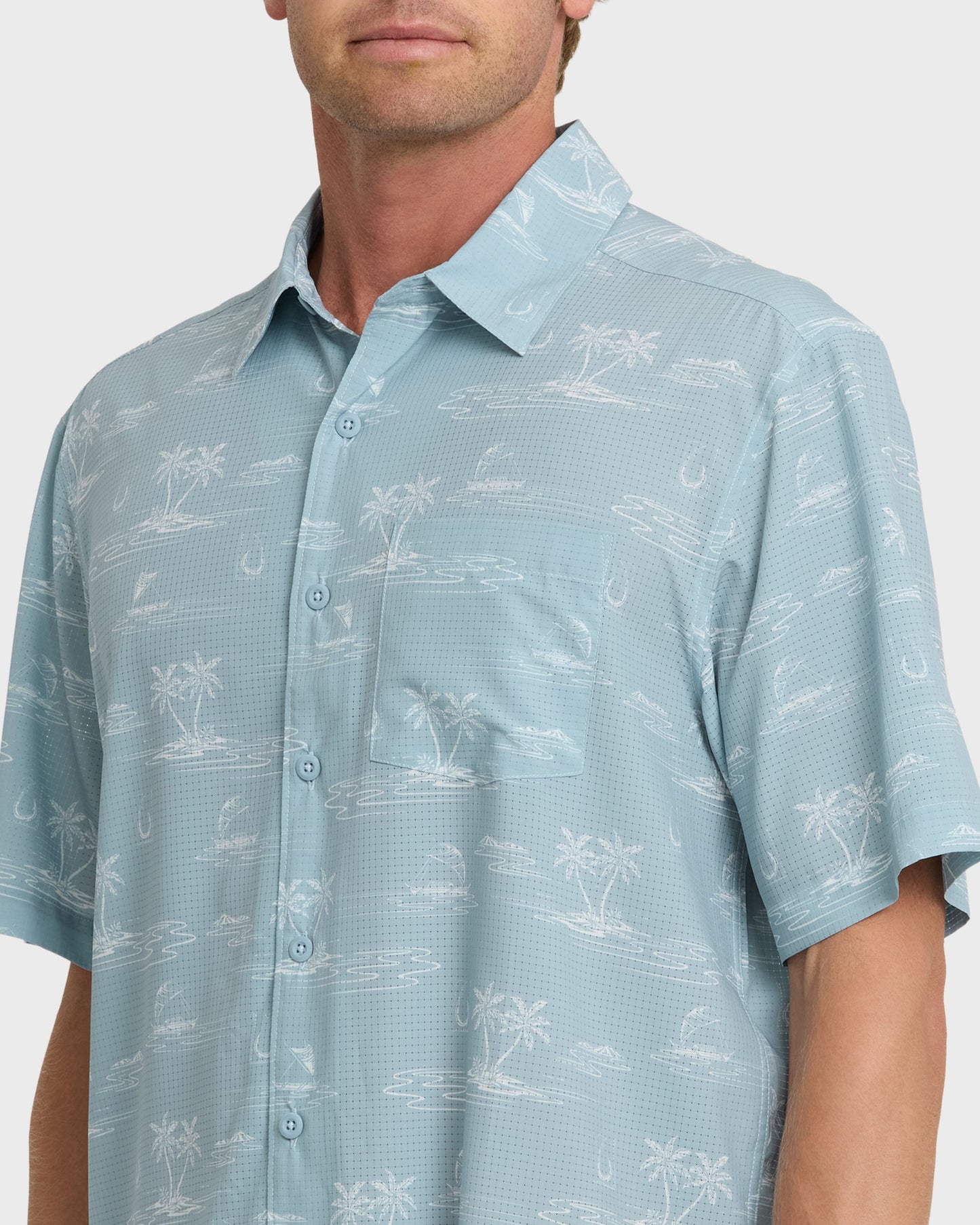 Waterman Mix Performance Pack Short Sleeve Woven Shirt - Dusty Blue