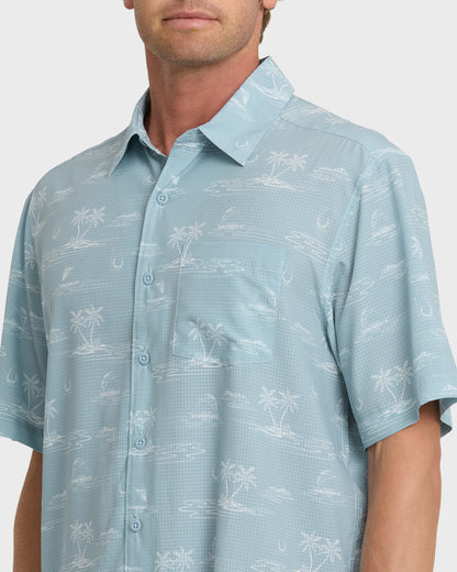Waterman Mix Performance Pack Short Sleeve Woven Shirt - Dusty Blue