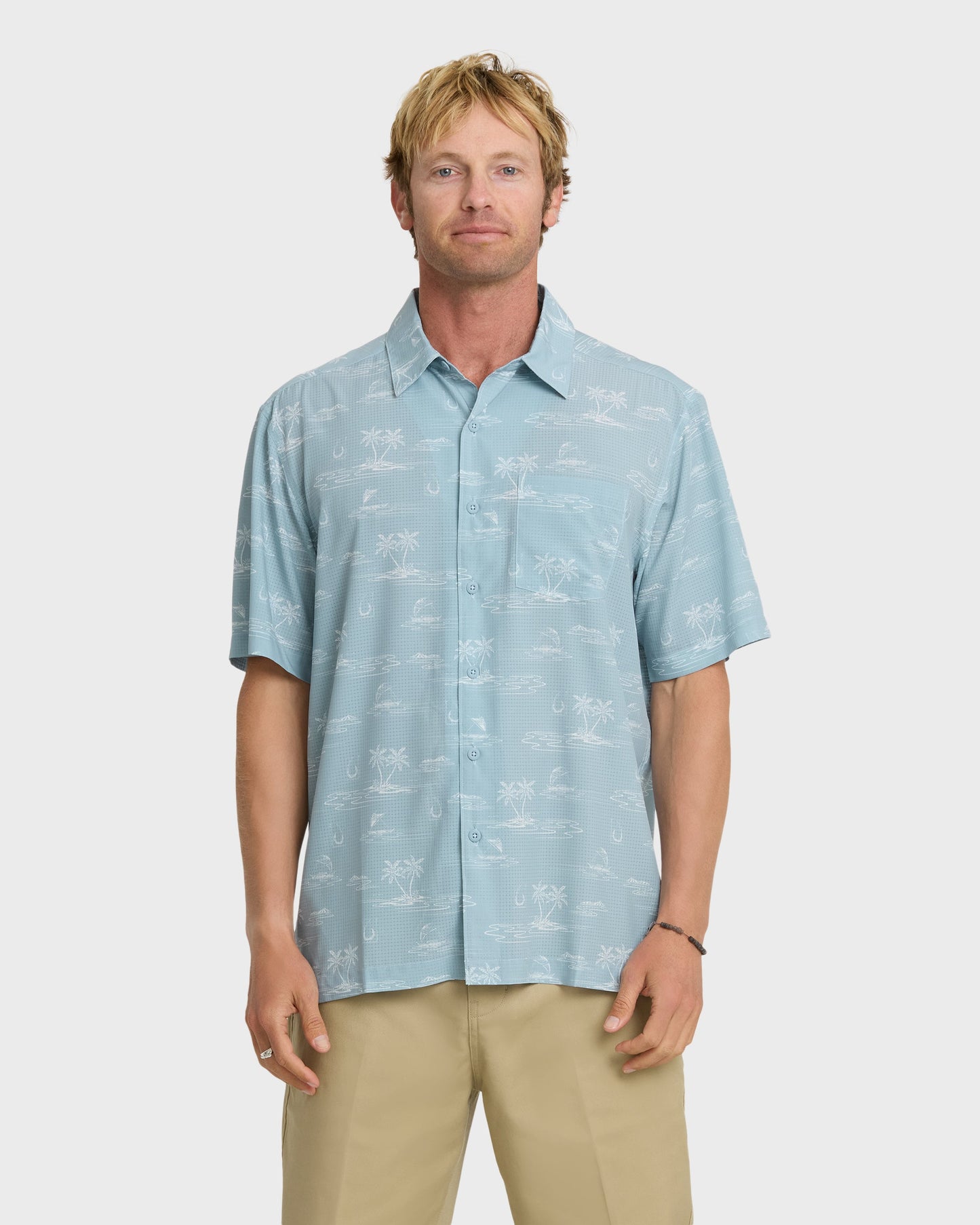 Waterman Mix Performance Pack Short Sleeve Woven Shirt - Dusty Blue