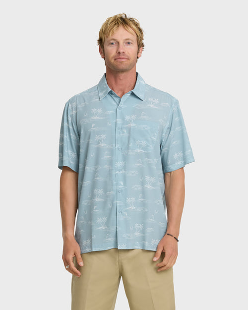 Waterman Mix Performance Pack Short Sleeve Woven Shirt - Dusty Blue
