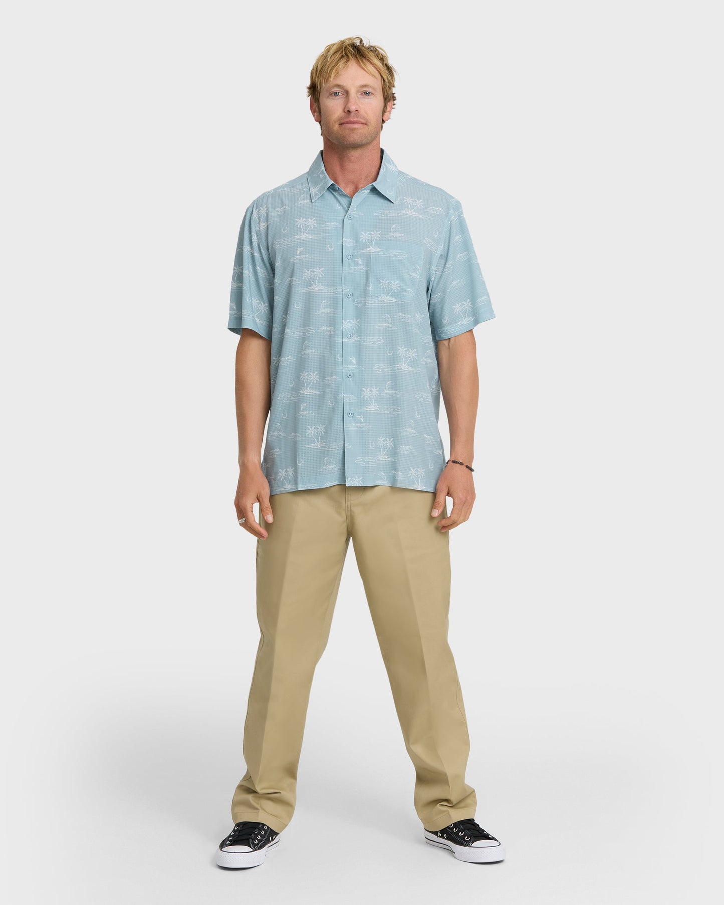 Waterman Mix Performance Pack Short Sleeve Woven Shirt - Dusty Blue