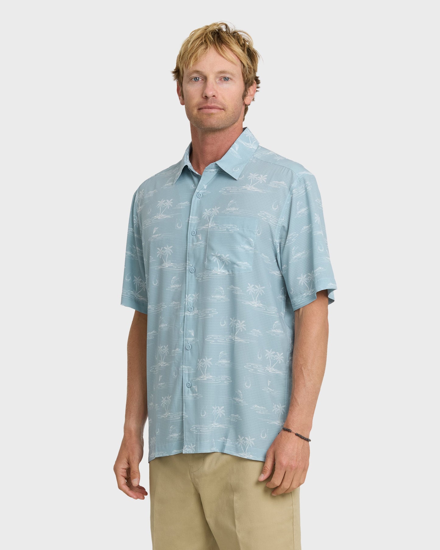 Waterman Mix Performance Pack Short Sleeve Woven Shirt - Dusty Blue