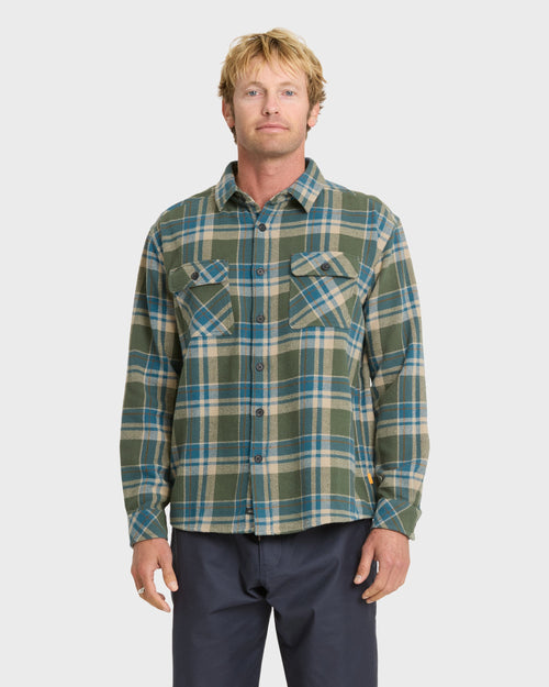 Waterman Dover Long Sleeve Flannel Overshirt - Thyme