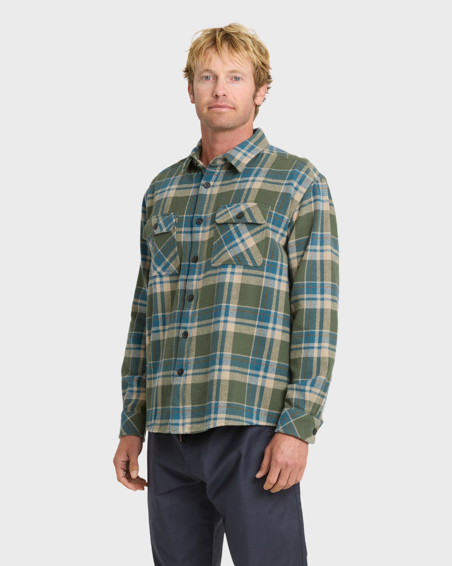 Waterman Dover Long Sleeve Flannel Overshirt - Thyme
