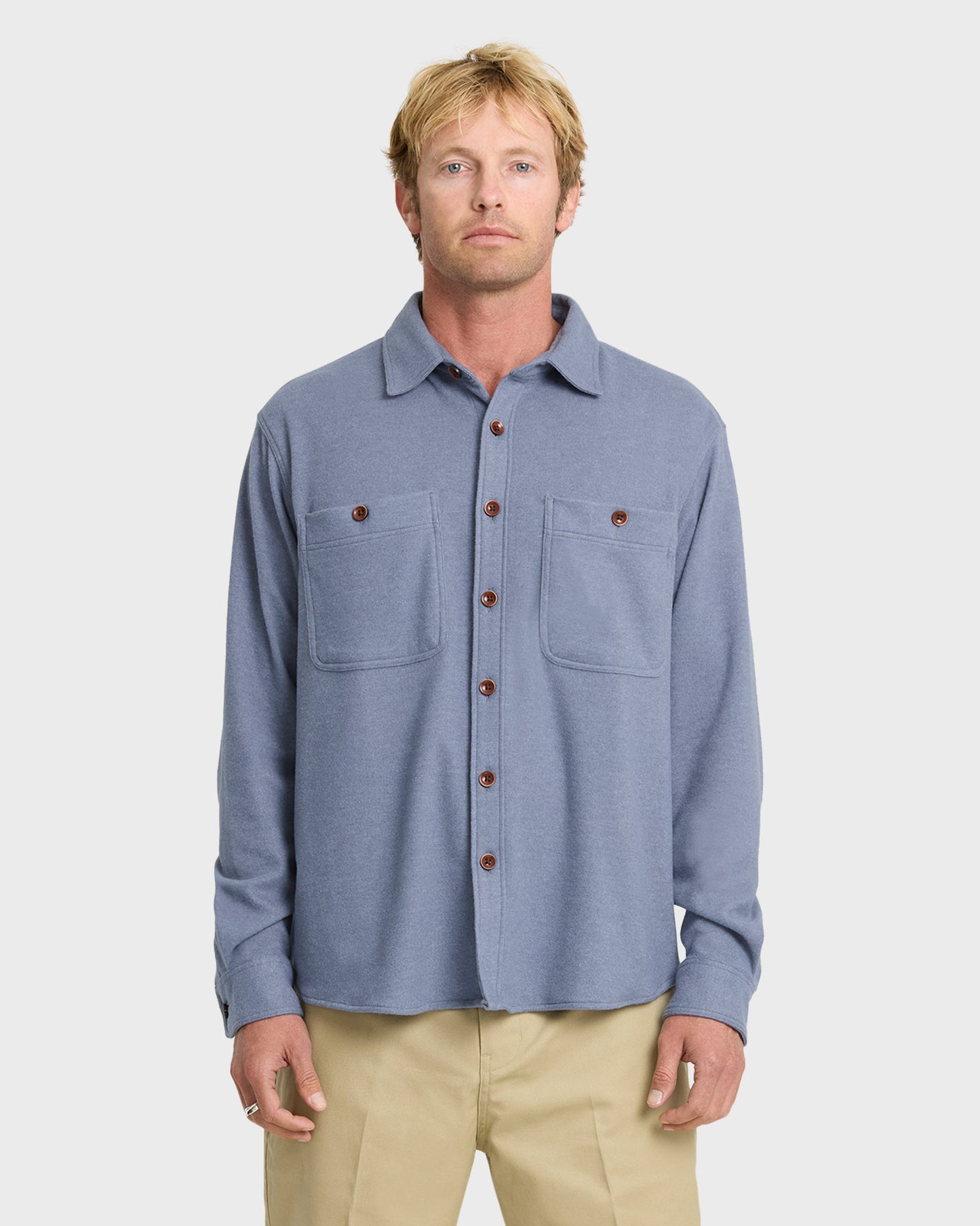 Waterman Harvest Long Sleeve Flannel Shirt - Blue Indigo