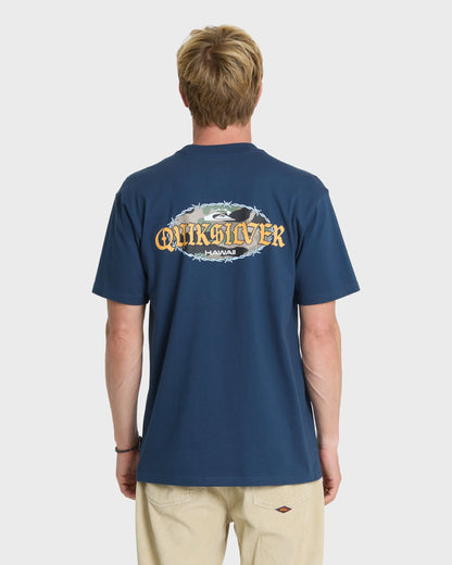 Hawaii Barb Wire Classic Short Sleeve Cotton T-Shirt - Dark Denim