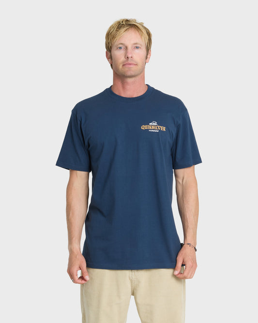 Hawaii Barb Wire Classic Short Sleeve Cotton T-Shirt - Dark Denim