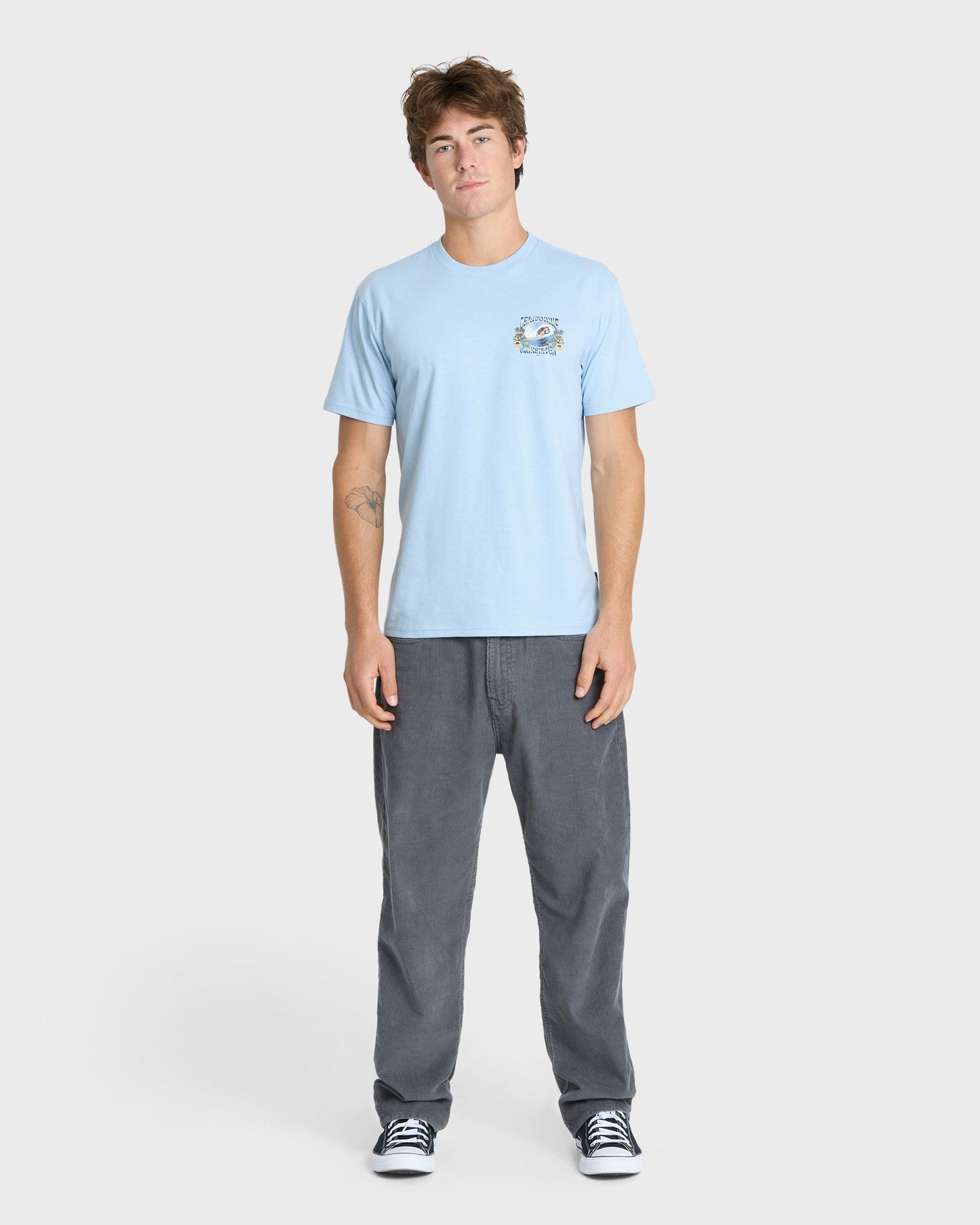 Grateful Cali Classic Short Sleeve Knit T-Shirt - Skyway Heather