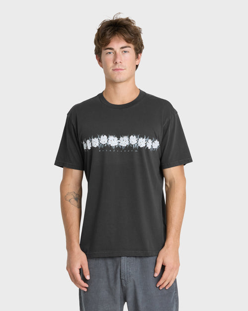 Gorb Band Pigment Dye Short Sleeve Cotton T-Shirt - Phantom