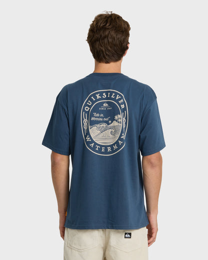 Waterman Worries Out Short Sleeve Cotton T-Shirt - Dark Denim