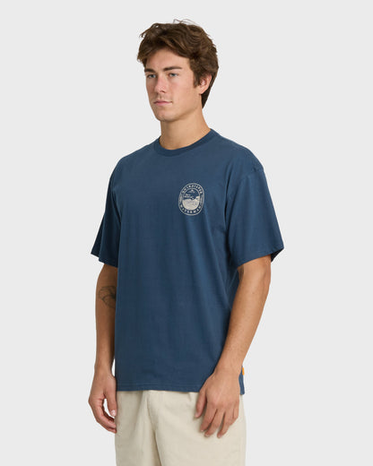 Waterman Worries Out Short Sleeve Cotton T-Shirt - Dark Denim