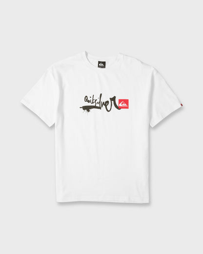 Young Guns Script Sticker Slap Short Sleeve Knit T-Shirt - White
