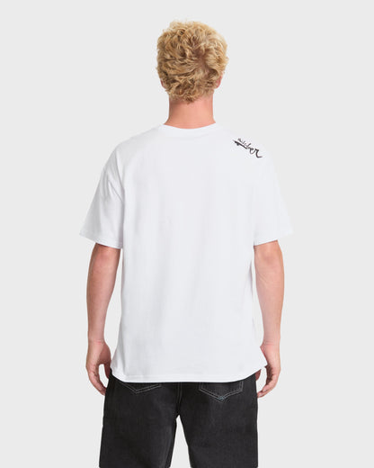 Young Guns Script Sticker Slap Short Sleeve Knit T-Shirt - White