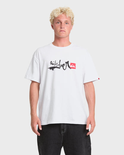 Young Guns Script Sticker Slap Short Sleeve Knit T-Shirt - White