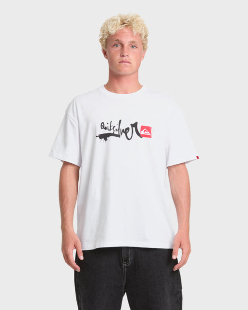 Young Guns Script Sticker Slap Short Sleeve Knit T-Shirt - White