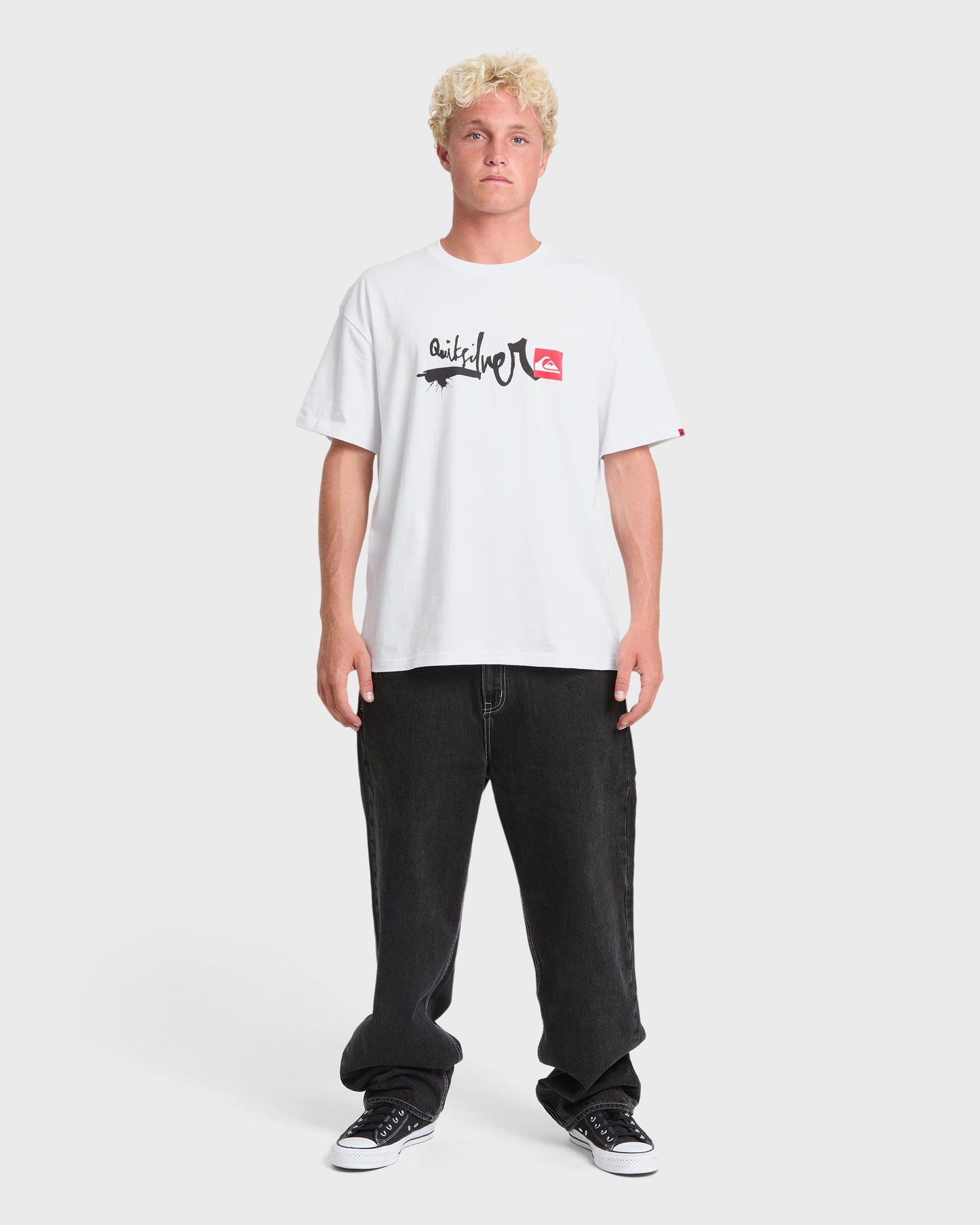Young Guns Script Sticker Slap Short Sleeve Knit T-Shirt - White