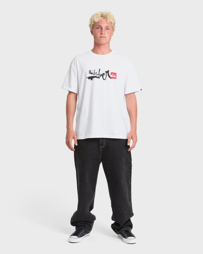 Young Guns Script Sticker Slap Short Sleeve Knit T-Shirt - White