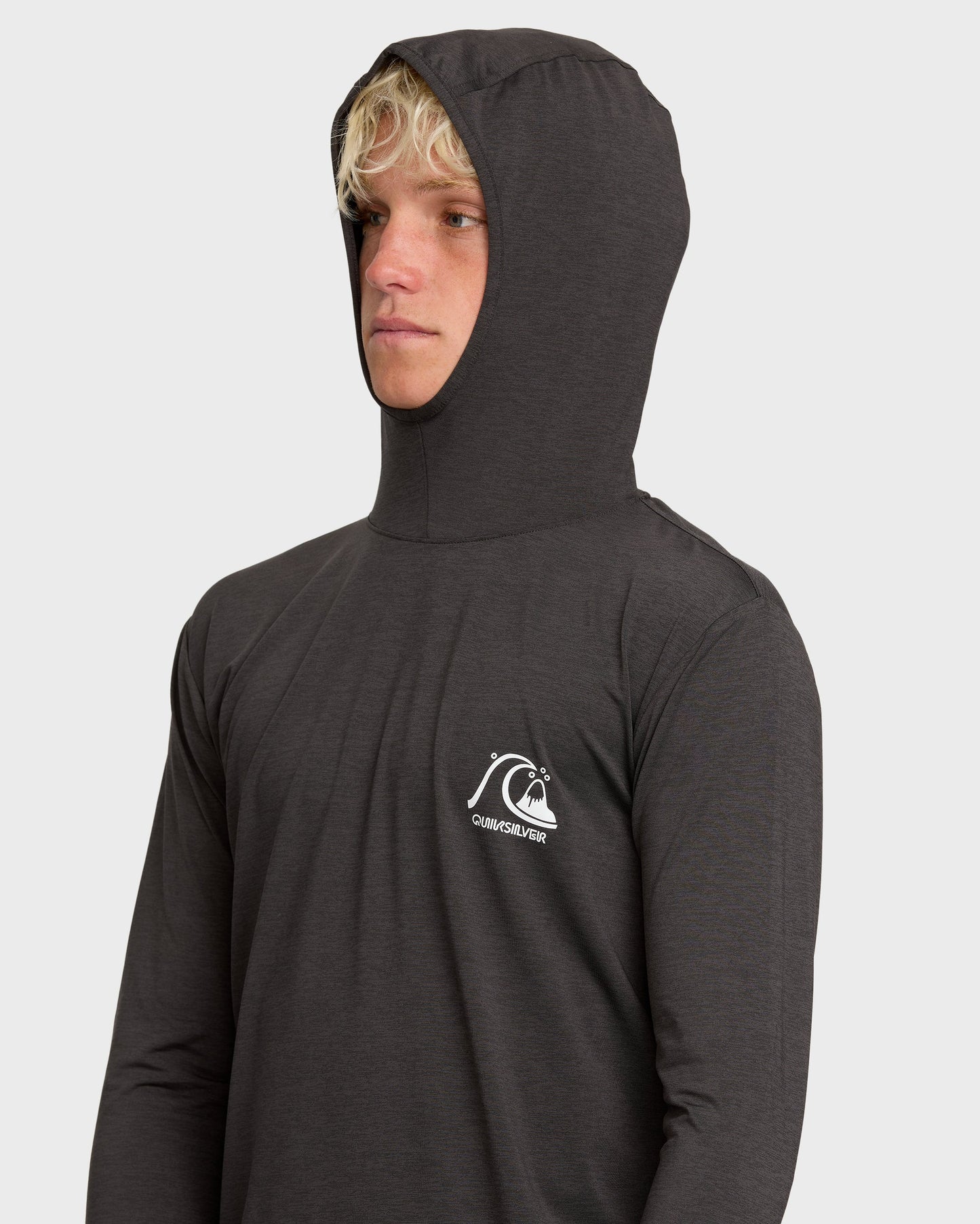DNA Logo Surf Hood Long Sleeve Surf Tee - Phantom Heather