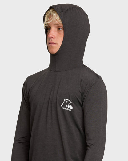 DNA Logo Surf Hood Long Sleeve Surf Tee - Phantom Heather
